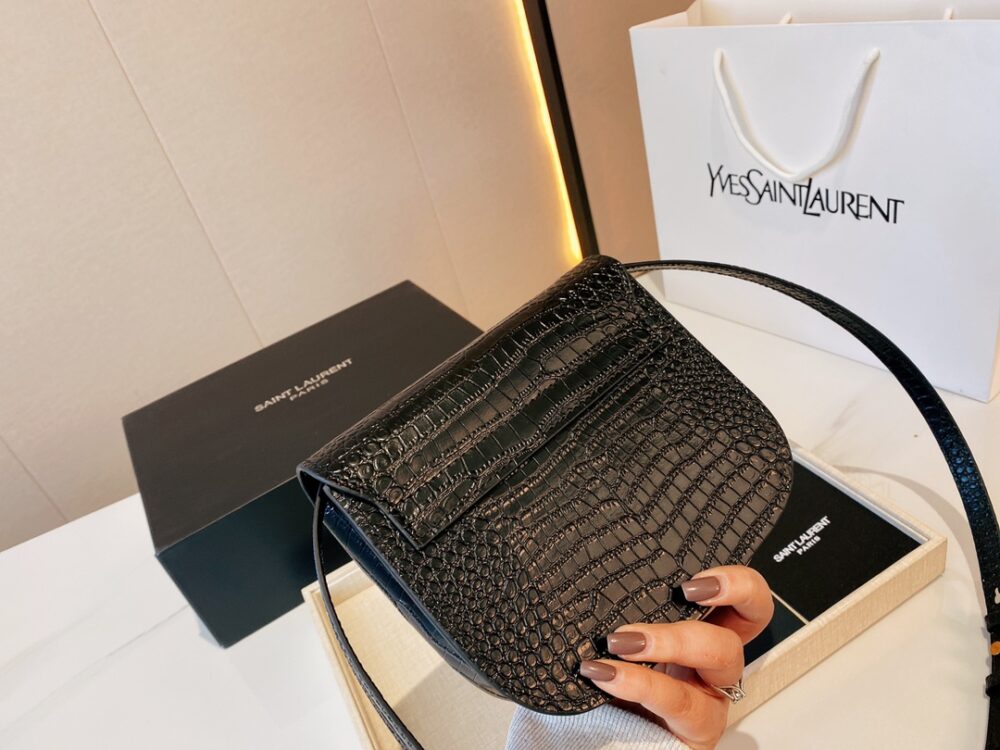 SAINT LAURENT KAIA SMALL EMBOSSED LEATHER BLACK BAG 18CM - Image 7