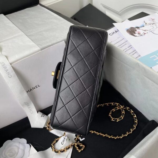 CHANEL MINI FLAP BAG WITH TOP HANDLE BLACK AS2431 - Image 4