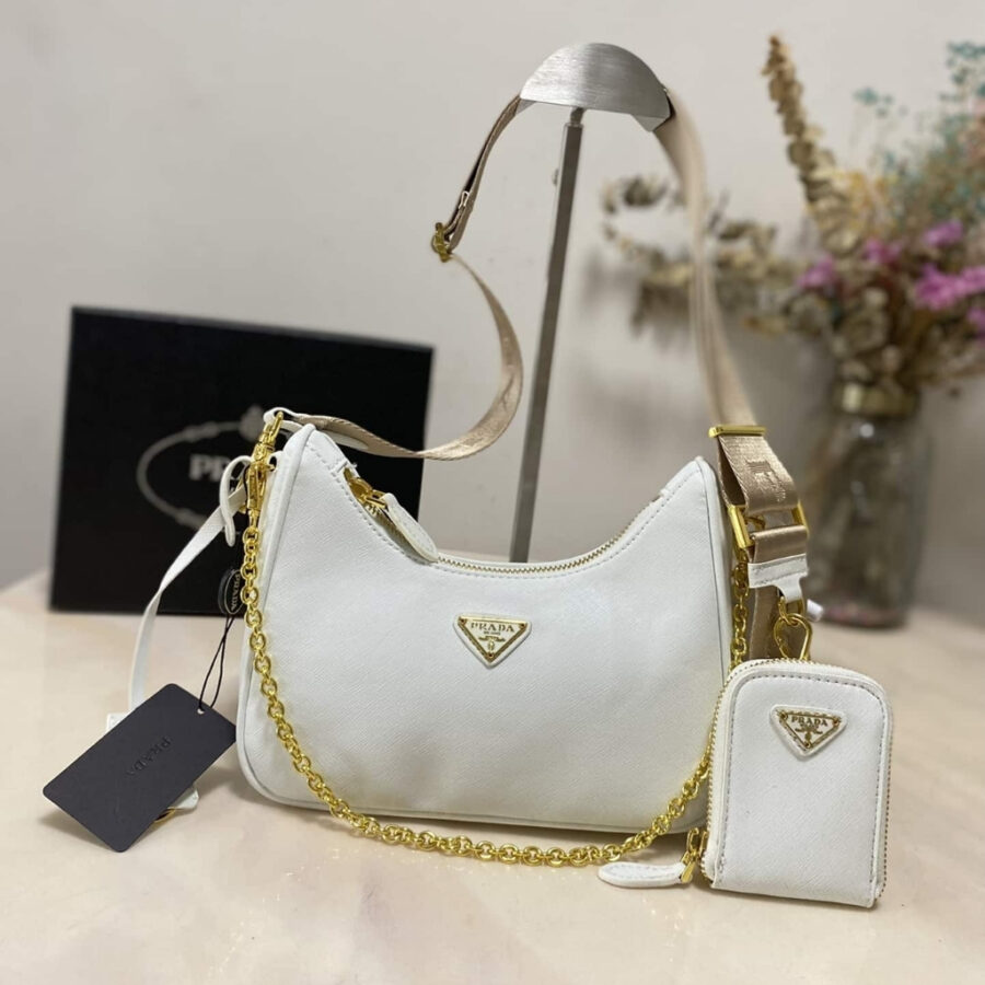 Alternative view of Prada Re Edition 2005 Saffiano Leather Bag White 22cm 1BH204 NZV F02EN V V2M