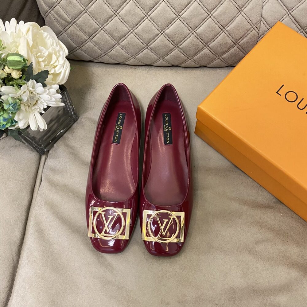 LOUIS VUITTON LV LOGO WINE RED BALLERINA - Image 2