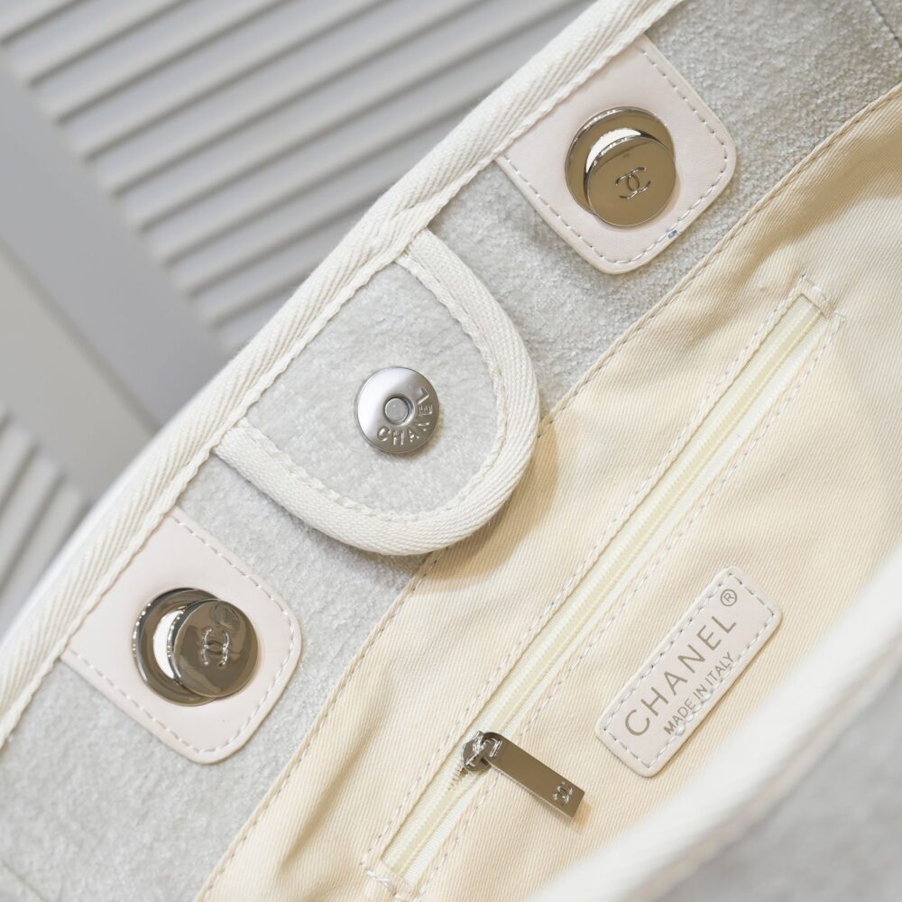CHANEL SMALL DEAUVILLE CANVAS TOTE 34CM - Image 8