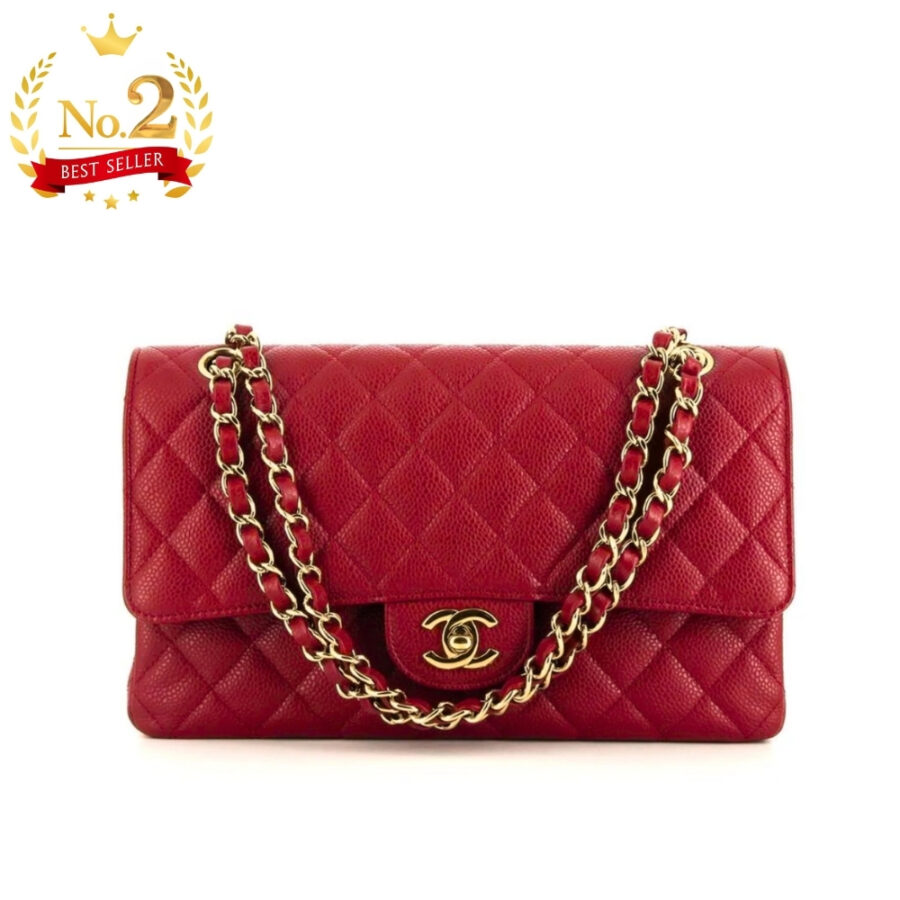 CHANEL CLASSIC SMALL FLAP BAG DARK RED CAVIAR 26CM