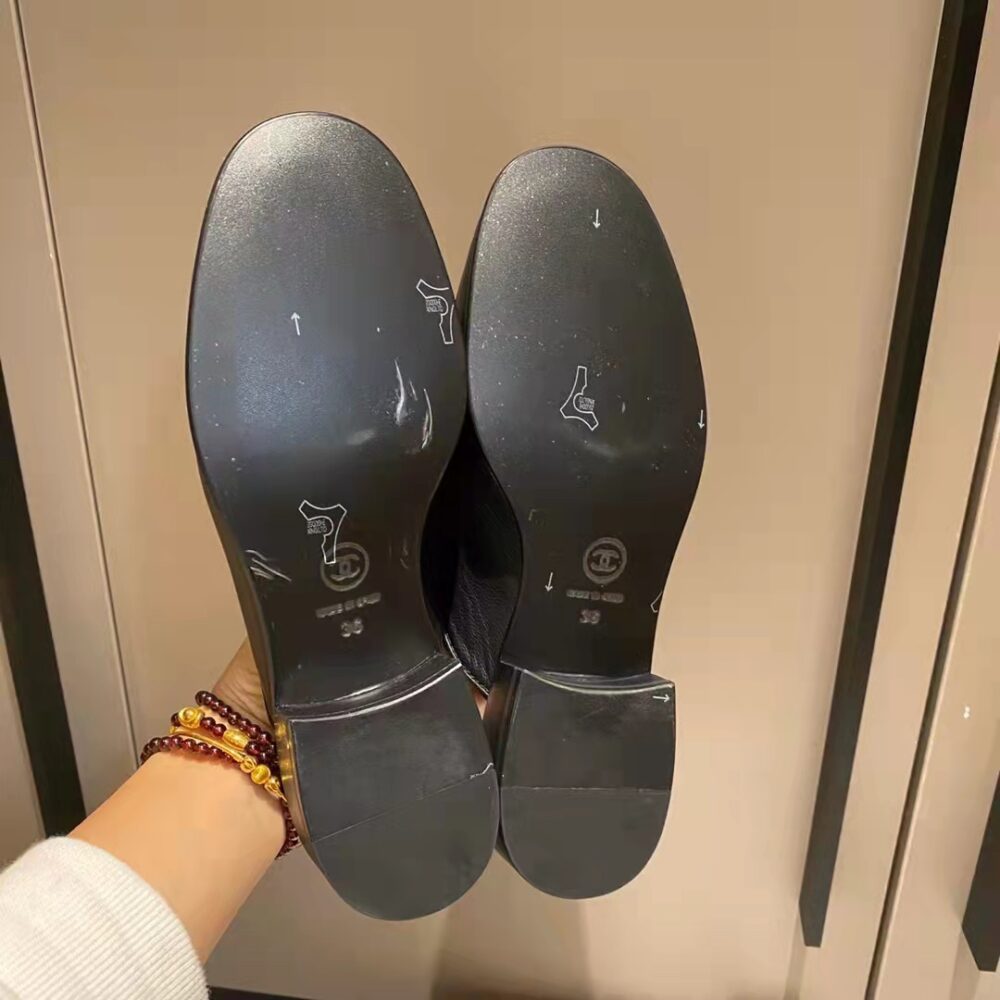 CHANEL CASUAL PAIN LAETHER ELEGANT MULES SANDALS BLACK - Image 6