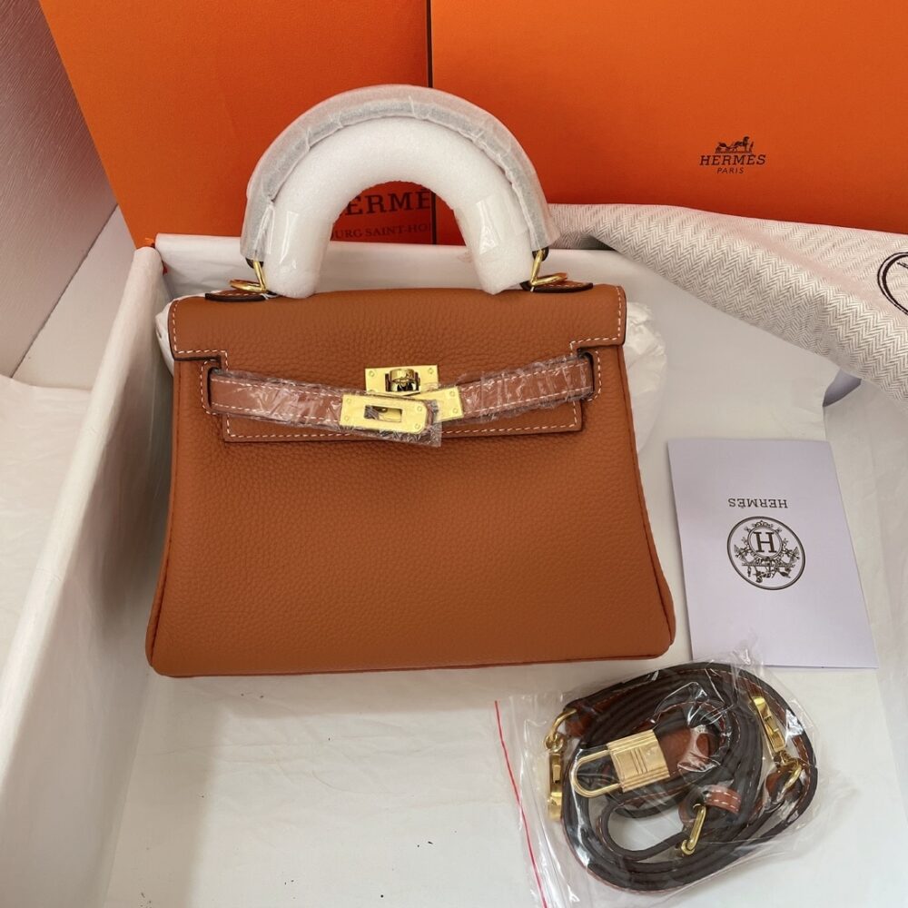 HERMES KELLY SELLIER ROUGE EPSOM GOLD HARDWARE BROWN 20CM - Image 8