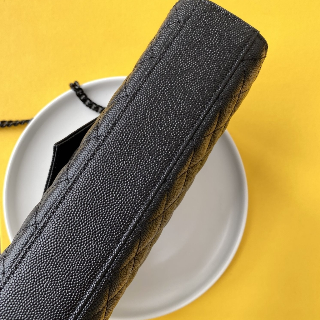 Saint Laurent Envelope Medium In Quilted Grain De Poudre Embossed Leather Black Noir 24cm 600185BOW981000 - Image 5