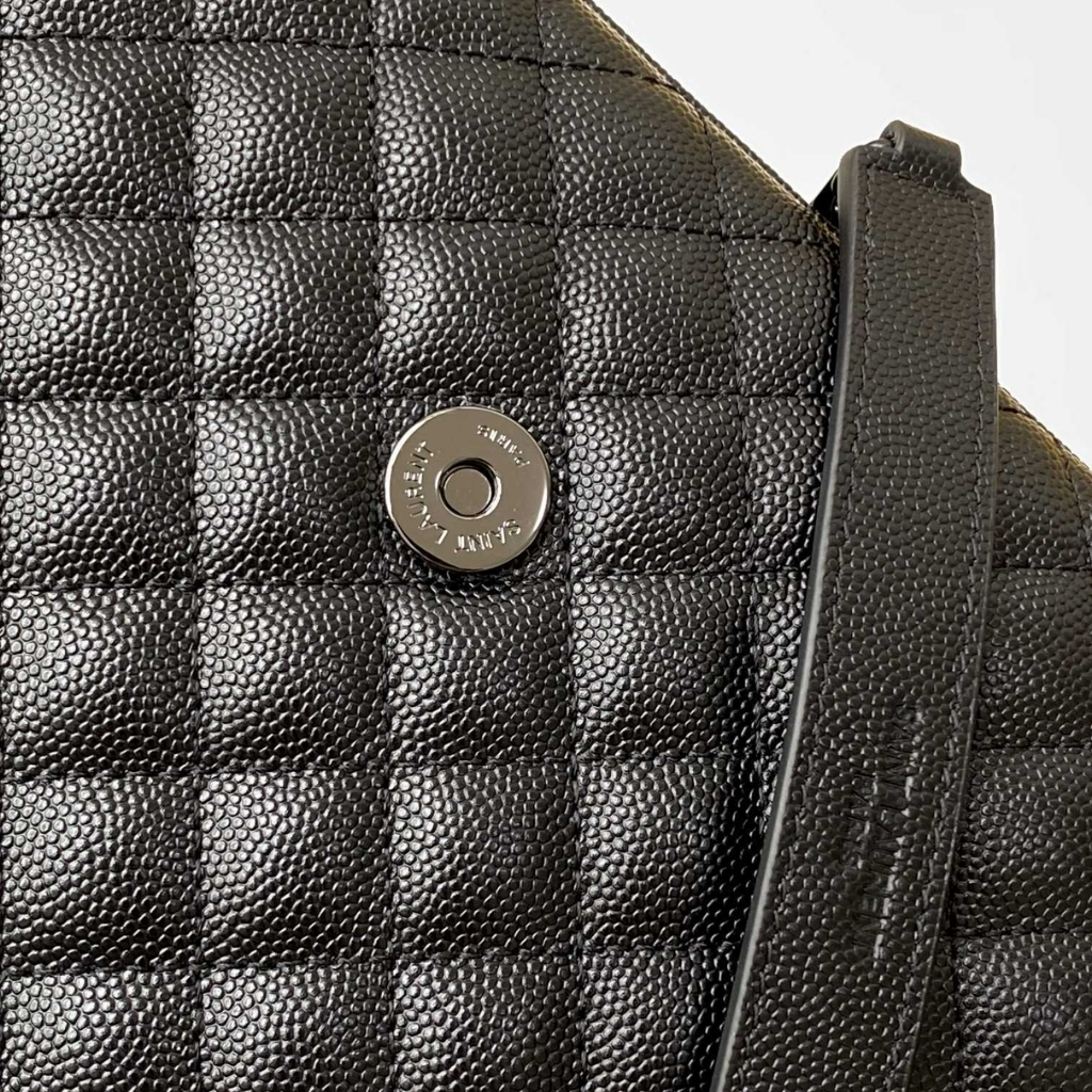 Saint Laurent Envelope Medium In Quilted Grain De Poudre Embossed Leather Black Noir 24cm 600185BOW981000 - Image 7