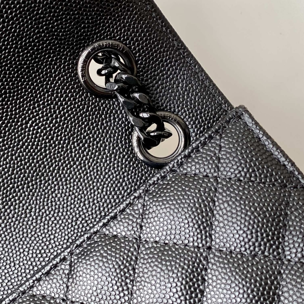 Saint Laurent Envelope Medium In Quilted Grain De Poudre Embossed Leather Black Noir 24cm 600185BOW981000 - Image 8