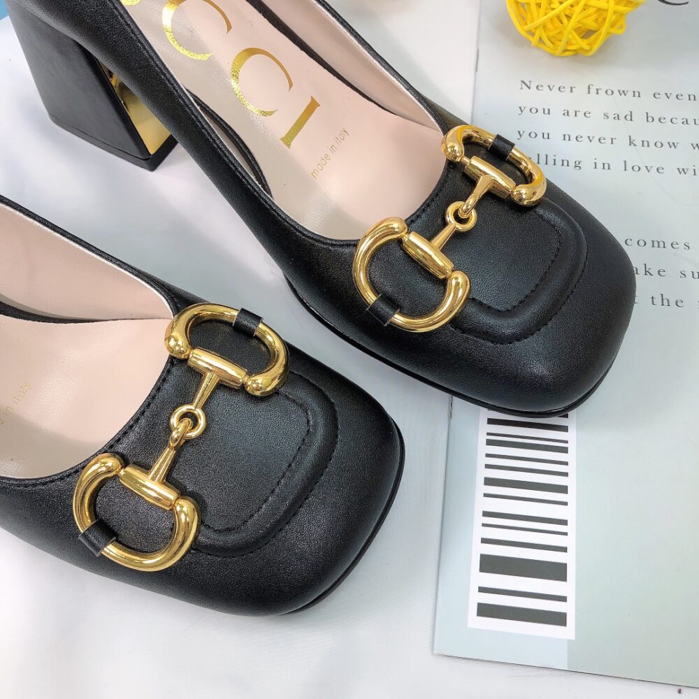 GUCCI WOMEN'S MID HEEL PUMP WITH HORSEBIT BLACK 643886 C9D00 1000 - Image 3