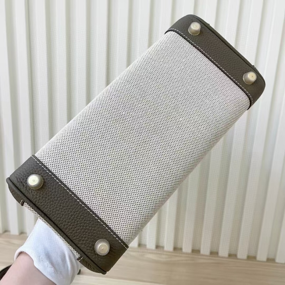 Hermes Birkin 25 Two Tone Toile Canvas Gold Hardware Grey 25Cm - Image 2