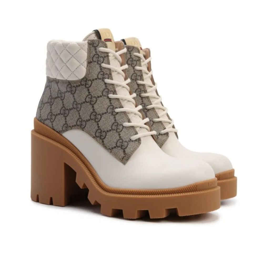GUCCI WMNS GG ANKLE BOOT BEIGE WHITE 659691 UC810 9066