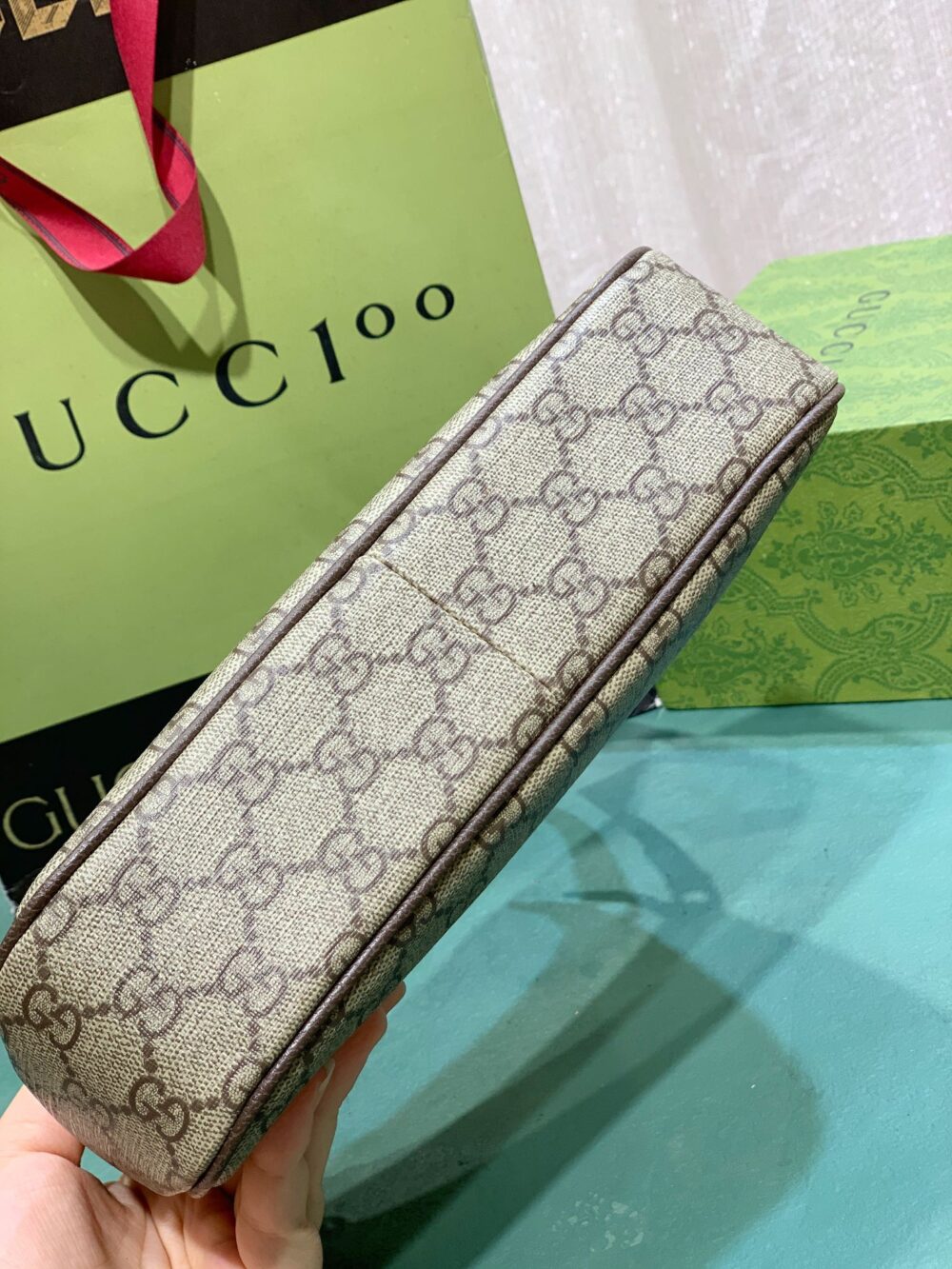 GUCCI OPHIDIA SMALL SHOULDER BAG BEIGE AND DARK BROWN 25CM 735145 KAAAD 8358 - Image 6
