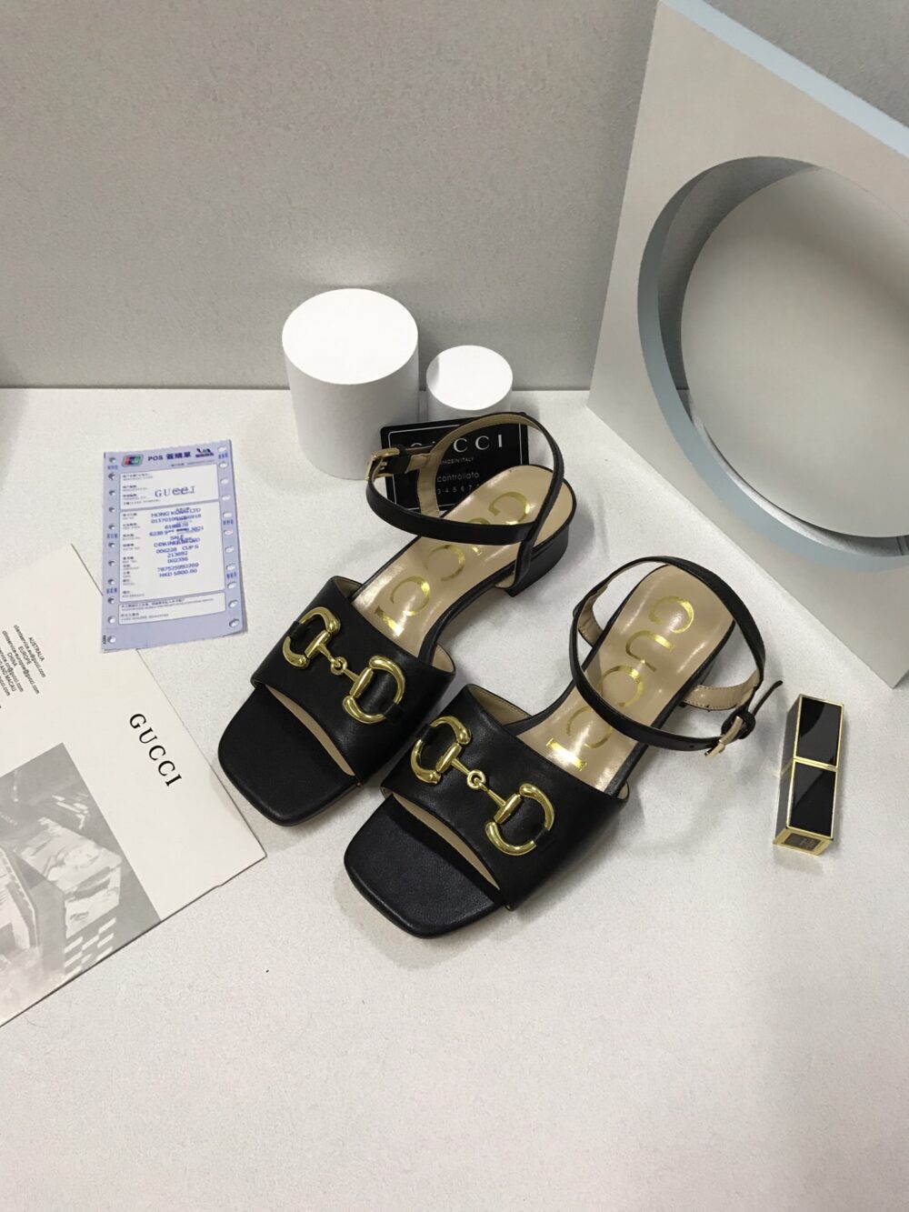 GUCCI WOMEN’S SANDAL WITH HORSEBIT BLACK 655413 BKO00 1000 - Image 2