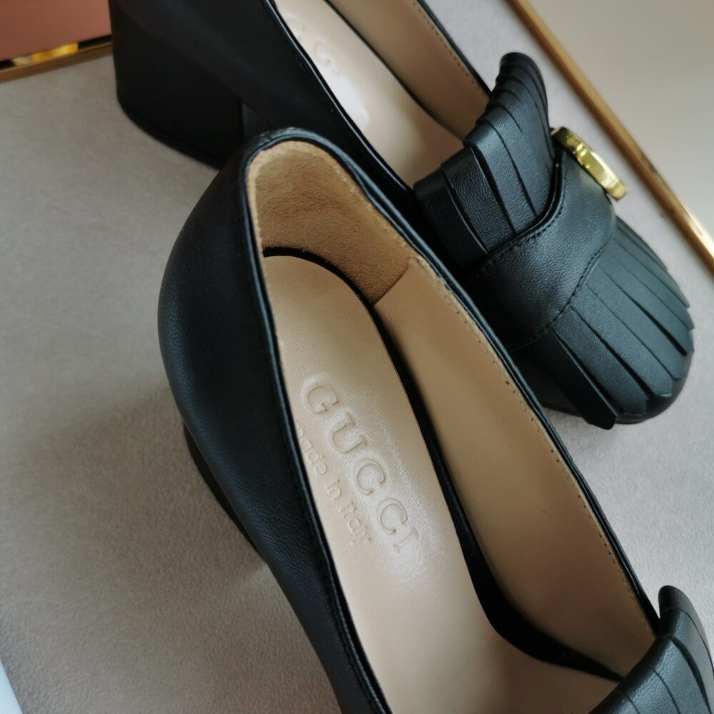 GUCCI MID HEEL PUMP LEATHER BLACK 408208 C9D00 1000 - Image 5