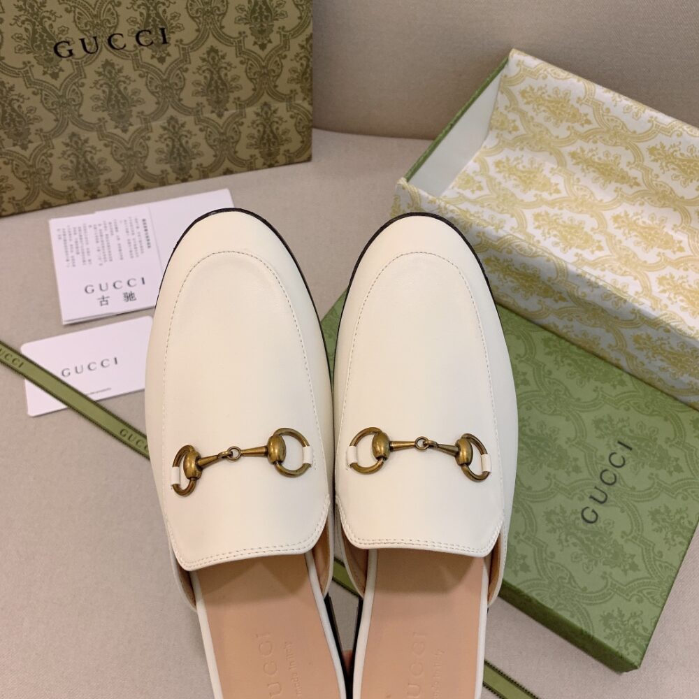 GUCCI PRINCETOWN LEATHER SLIPPER WHITE 423513 C9D00 9022 - Image 3