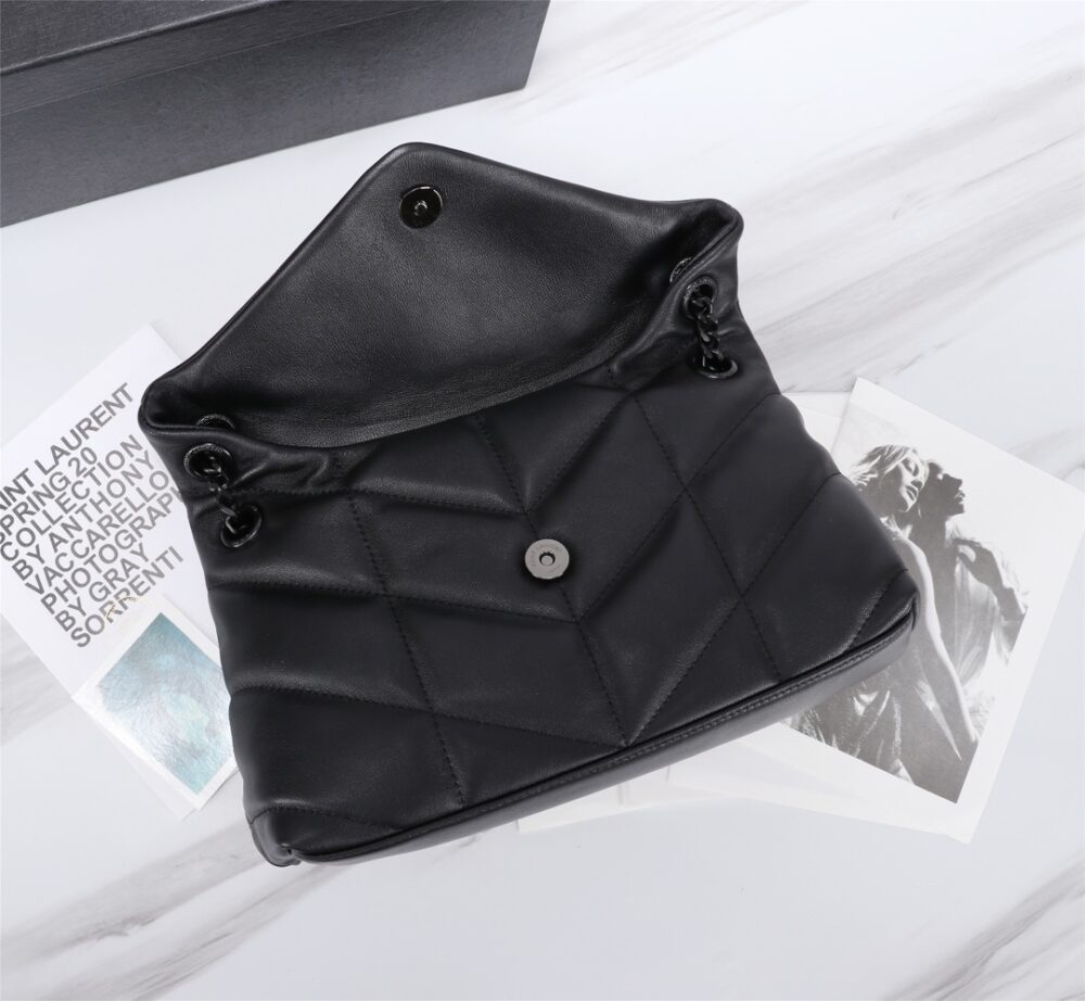 SAINT LAURENT PUFFER SMALL CHAIN BAG IN QUILTED BLACK NOIR 5774761EL081000 - Image 5