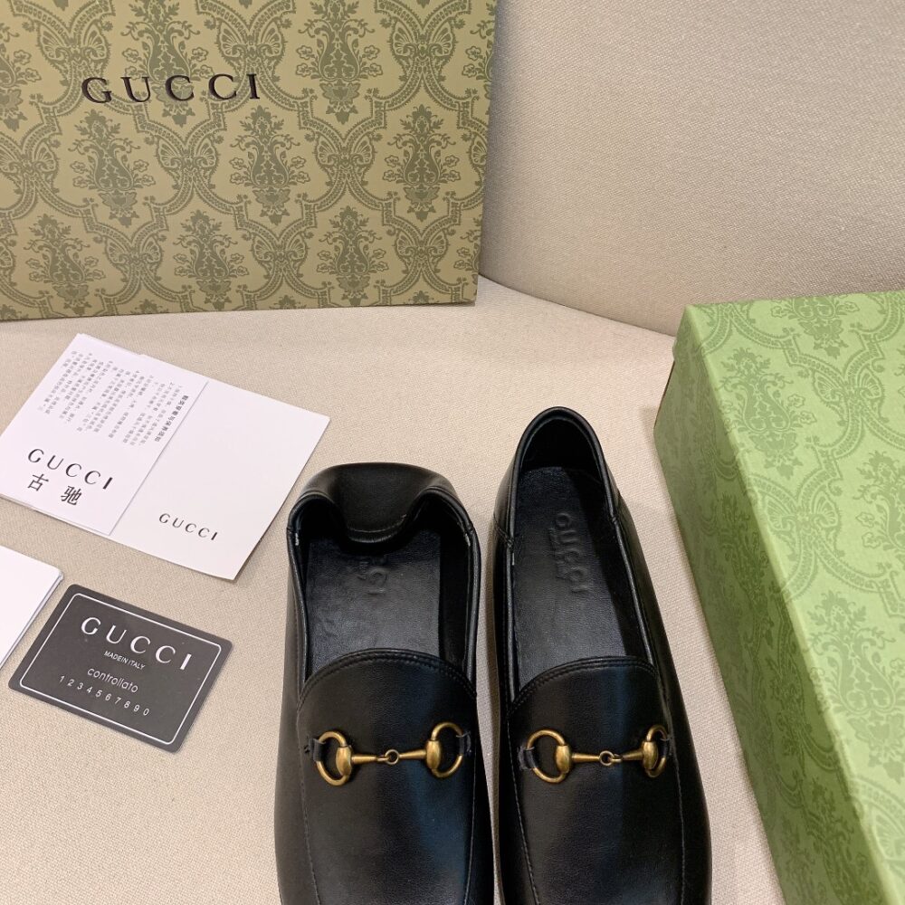 GUCCI WOMEN'S LEATHER HORSEBITS LOAFERS BLACK 414998 DLC00 1000 - Image 4