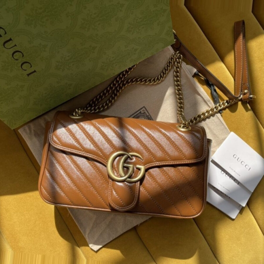 Alternative view of Gucci Marmont Mini Matelasse Shoulder Bag Brown 22cm 446744 0OLFT 2535