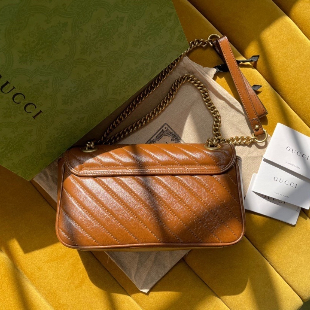 Gucci Marmont Mini Matelasse Shoulder Bag Brown 22cm 446744 0OLFT 2535 - Image 3