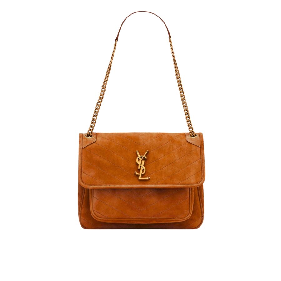 SAINT LAURENT NIKI BABY CHAIN BAG IN SUEDE BROWN 6237483
