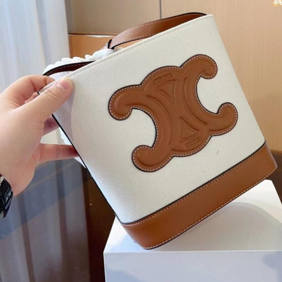 Alternative view of Celine Small Bucket Cuir Triomphe In Textile Natural Tan 22cm 198242EFL 02NT