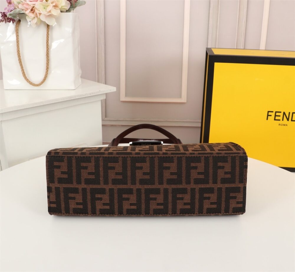 FENDI 1990S ZUCCA BORSA FF BROWN TOTE MARRONE 30CM - Image 9