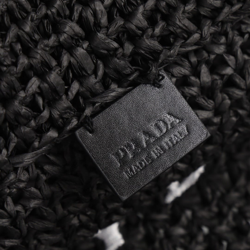 Prada Large Crochet Tote Bag Raffia In Black 40cm 1BG392 2A2T F0002 V OOL - Image 7