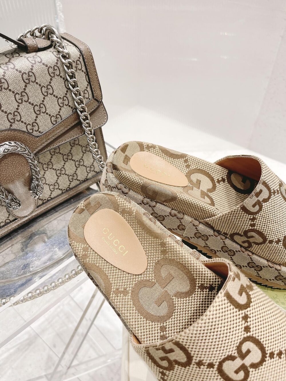 GUCCI WOMEN’S PLATFORM SLIDE SANDAL CAMEL 623212 UKO00 2580 - Image 7