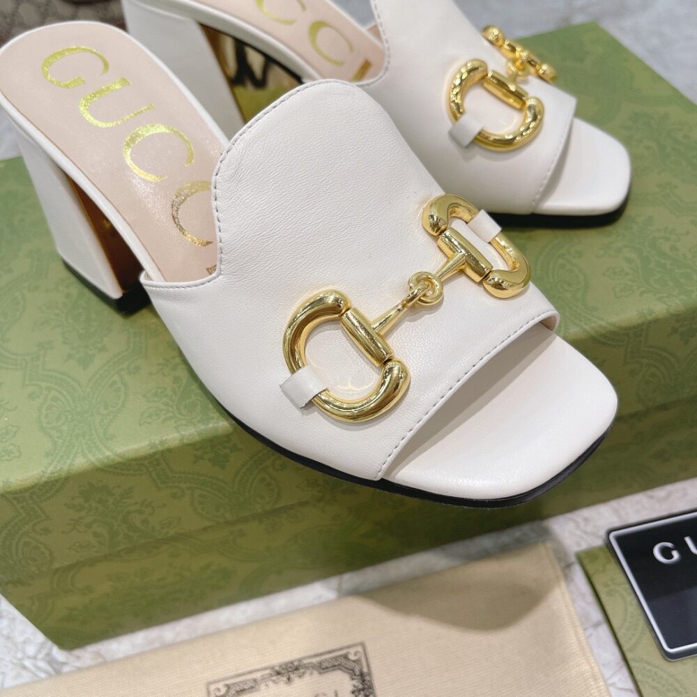 GUCCI WOMEN’S SLIDE SANDAL WITH HORSEBIT WHITE 655412 BKO00 9022 - Image 5