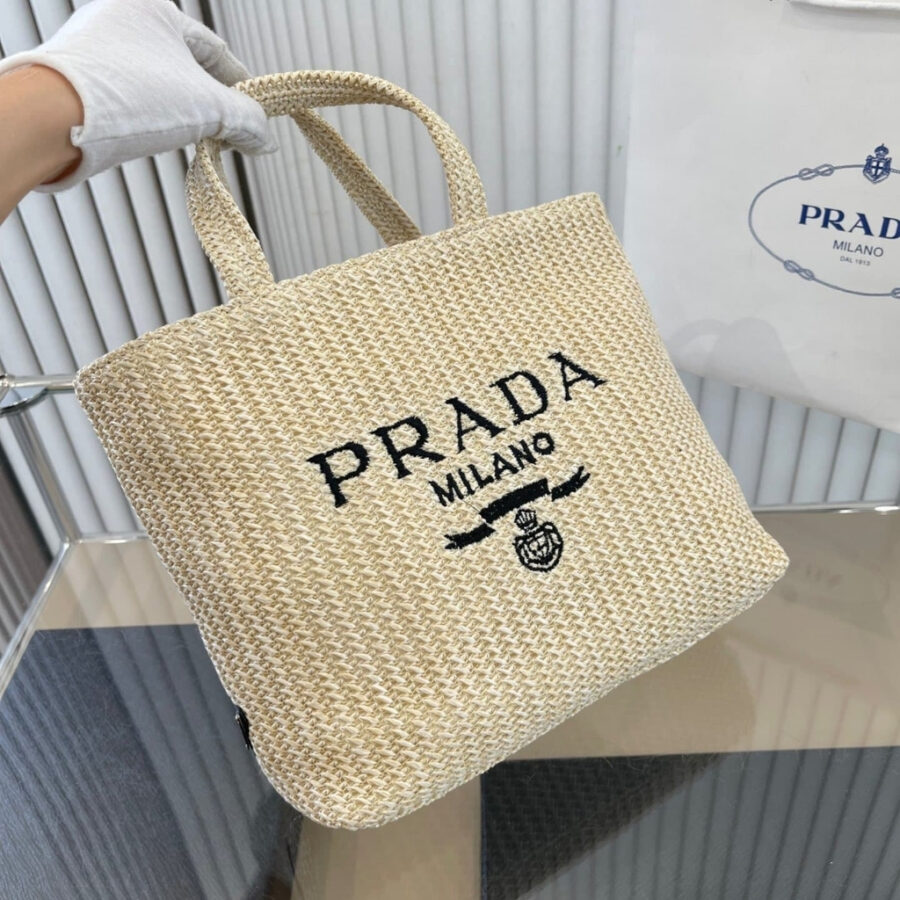 Alternative view of Prada Small Crochet Tote Bag Raffia In Natural Color 24Cm 1BG422 2C2T F0018 V OOL