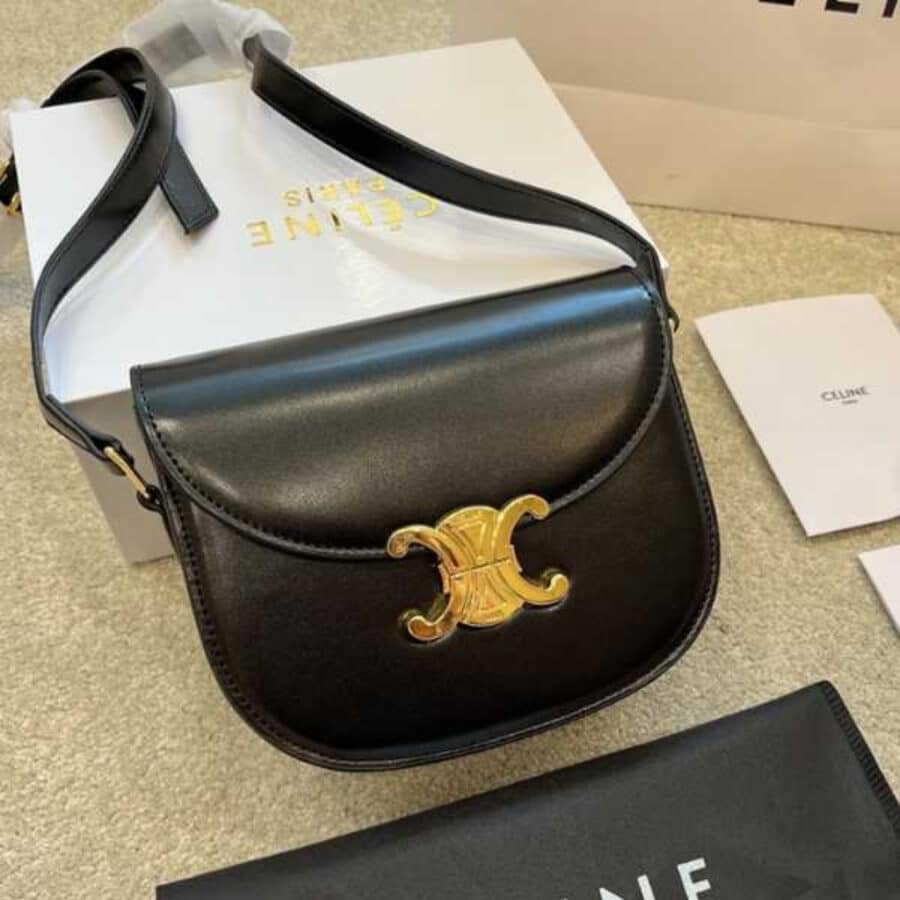 Alternative view of Celine Teen Besace Triomphe In Shiny Black 18cm 110413BF4 38NO