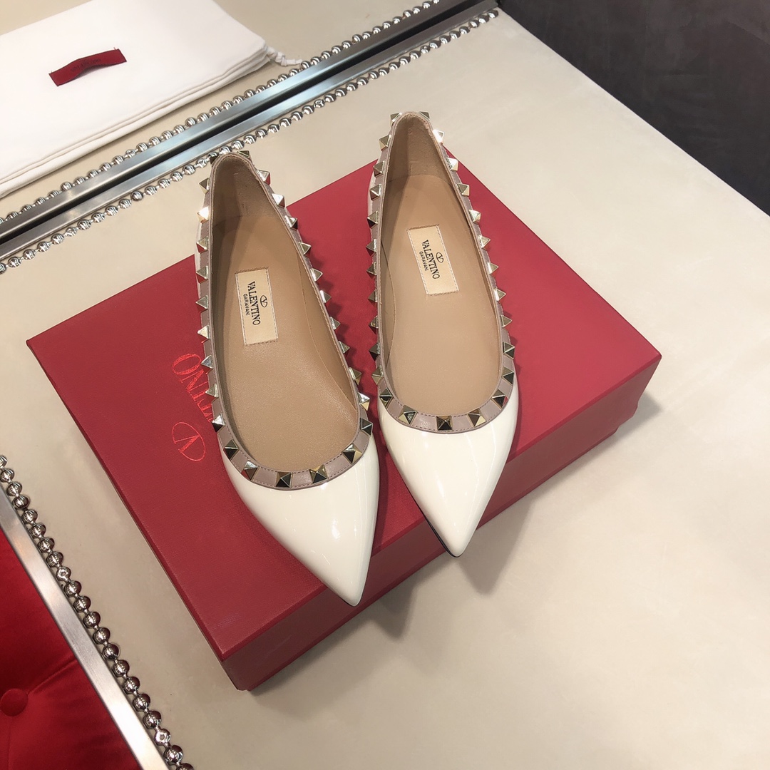 Valentino Patent Rockstud Ballet Flat White W2S0403VNW L62 - Image 7