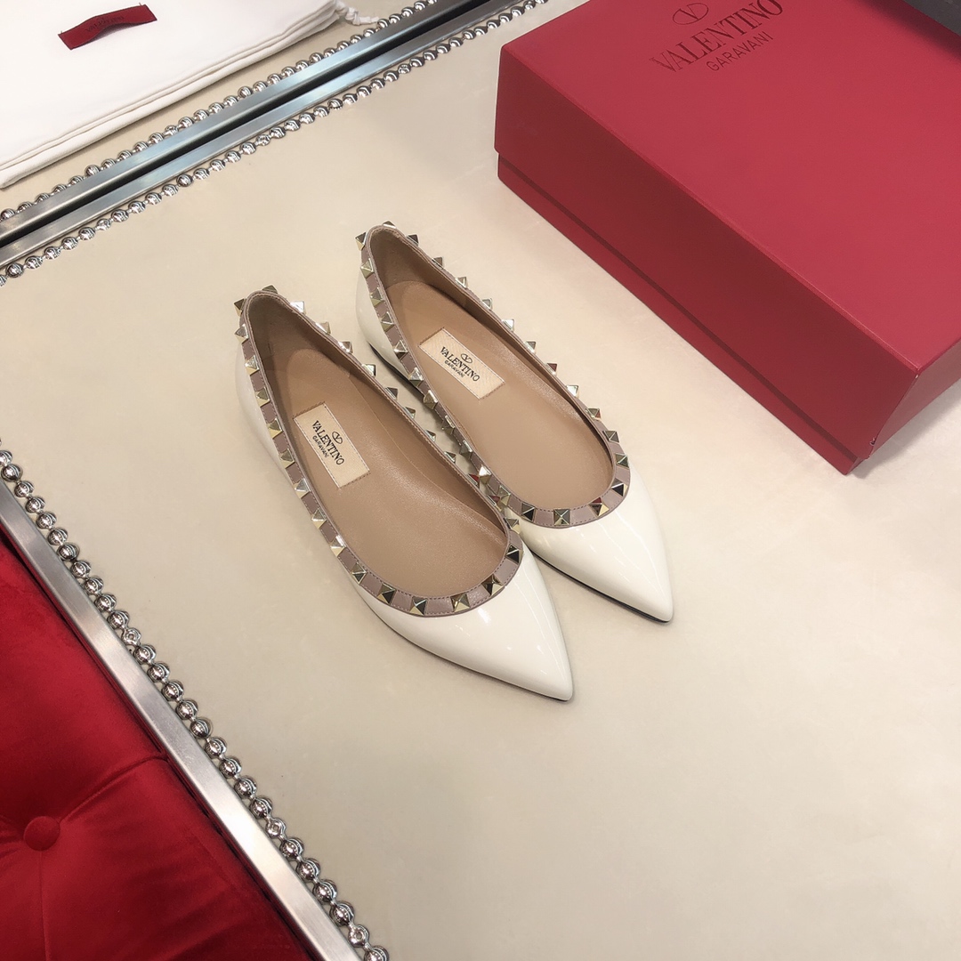 Valentino Patent Rockstud Ballet Flat White W2S0403VNW L62 - Image 6