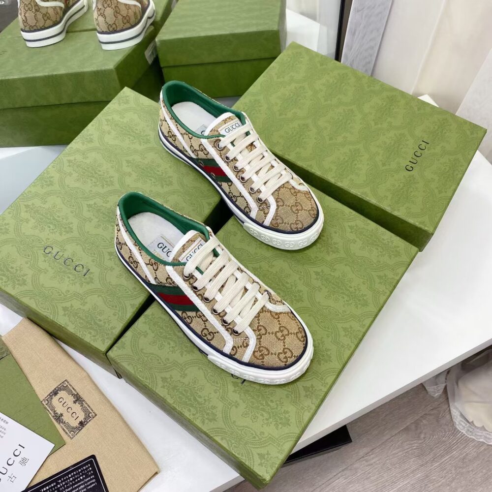 GUCCI TENNIS 1977 SNEAKER BEIGE ABONY 606111 HVK20 9766 - Image 4