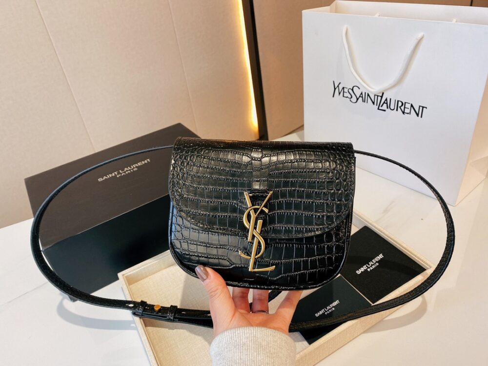 SAINT LAURENT KAIA SMALL EMBOSSED LEATHER BLACK BAG 18CM - Image 4
