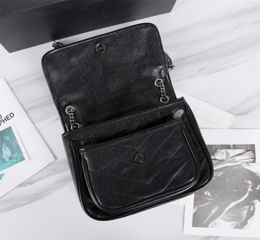 SAINT LAURENT NIKI BABY IN VINTAGE LEATHER BLACK 21CM 6331600EN041000 - Image 7