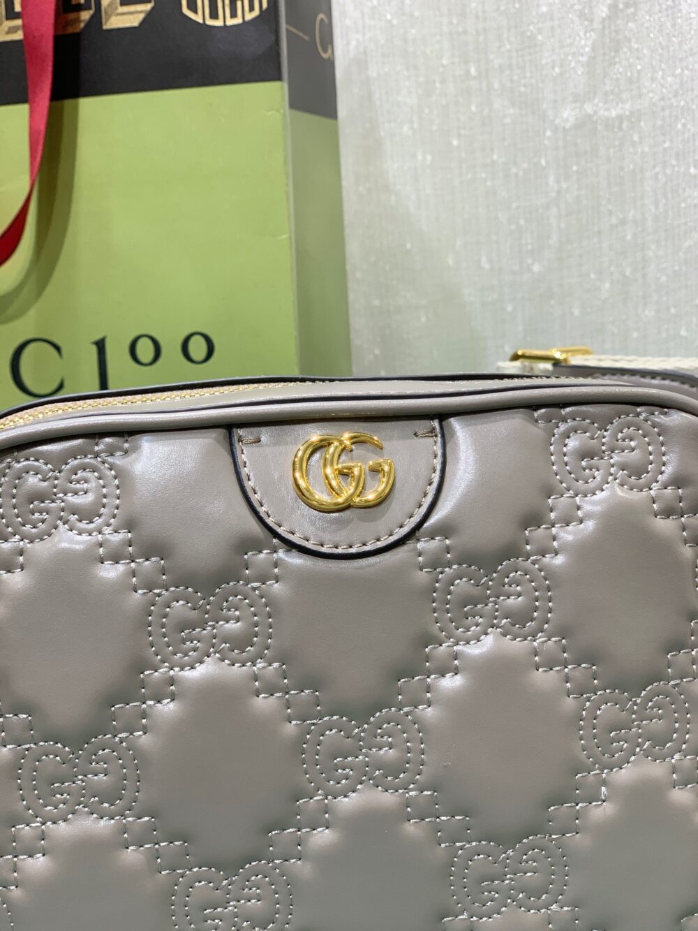 GUCCI GG MATELASSE LEATHER SMALL BAG GREY 702234 UM8HG 1563 - Image 3