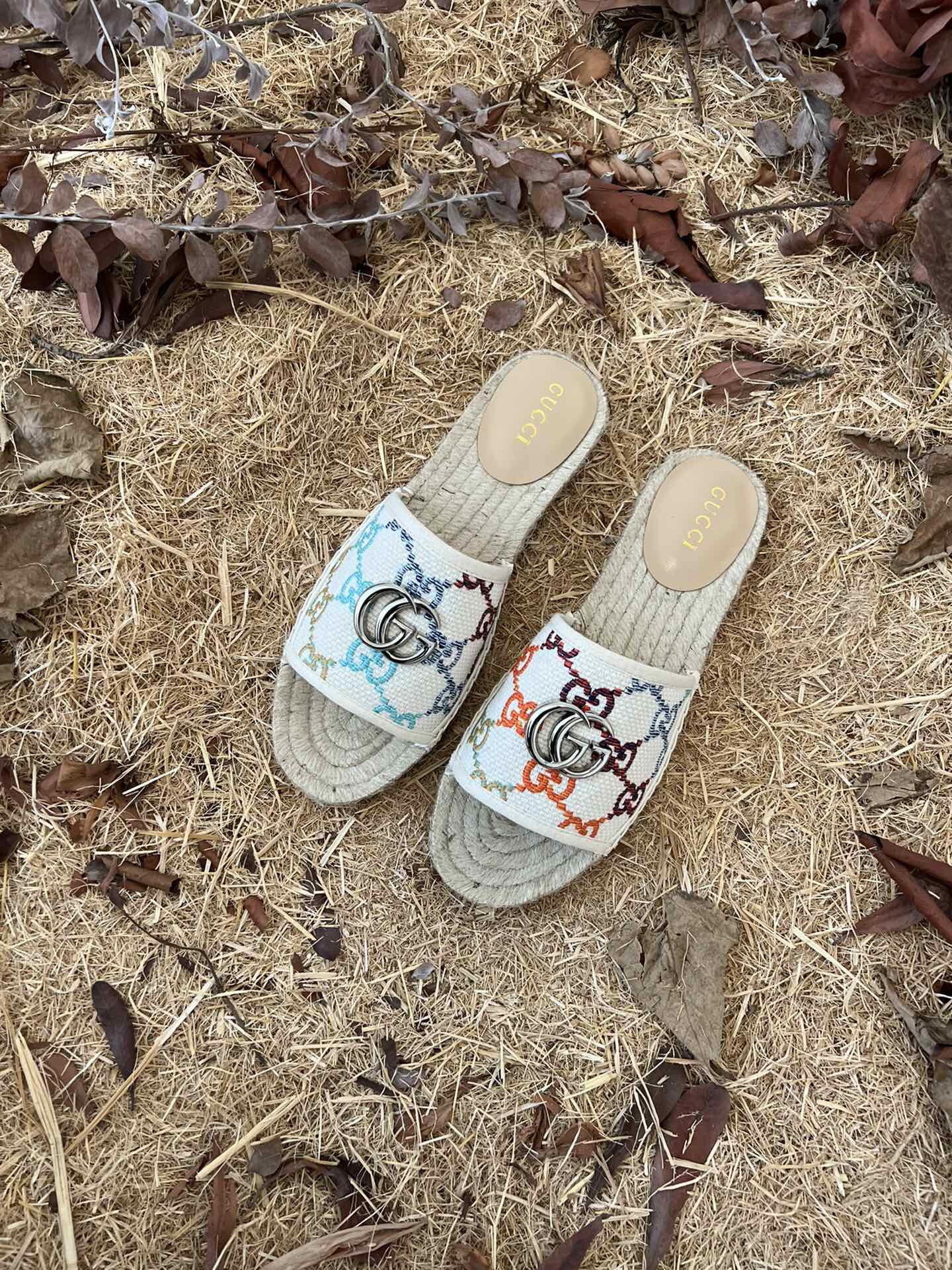 Gucci Women's GG Multicolor Slip On Espadrille Slide Sandals 678037 UFT70 8470 - Image 7