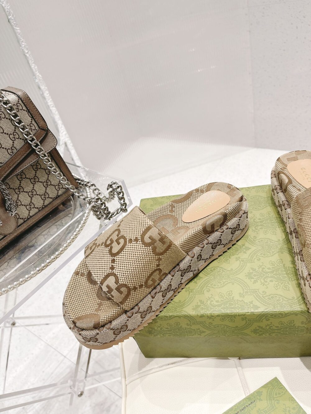 GUCCI WOMEN’S PLATFORM SLIDE SANDAL CAMEL 623212 UKO00 2580 - Image 5