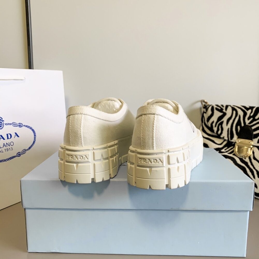 PRADA DOUBLE WHEEL RE NYLON GABARDINE SNEAKER WHITE 1E260M 3LFX F0009 F B050 - Image 8