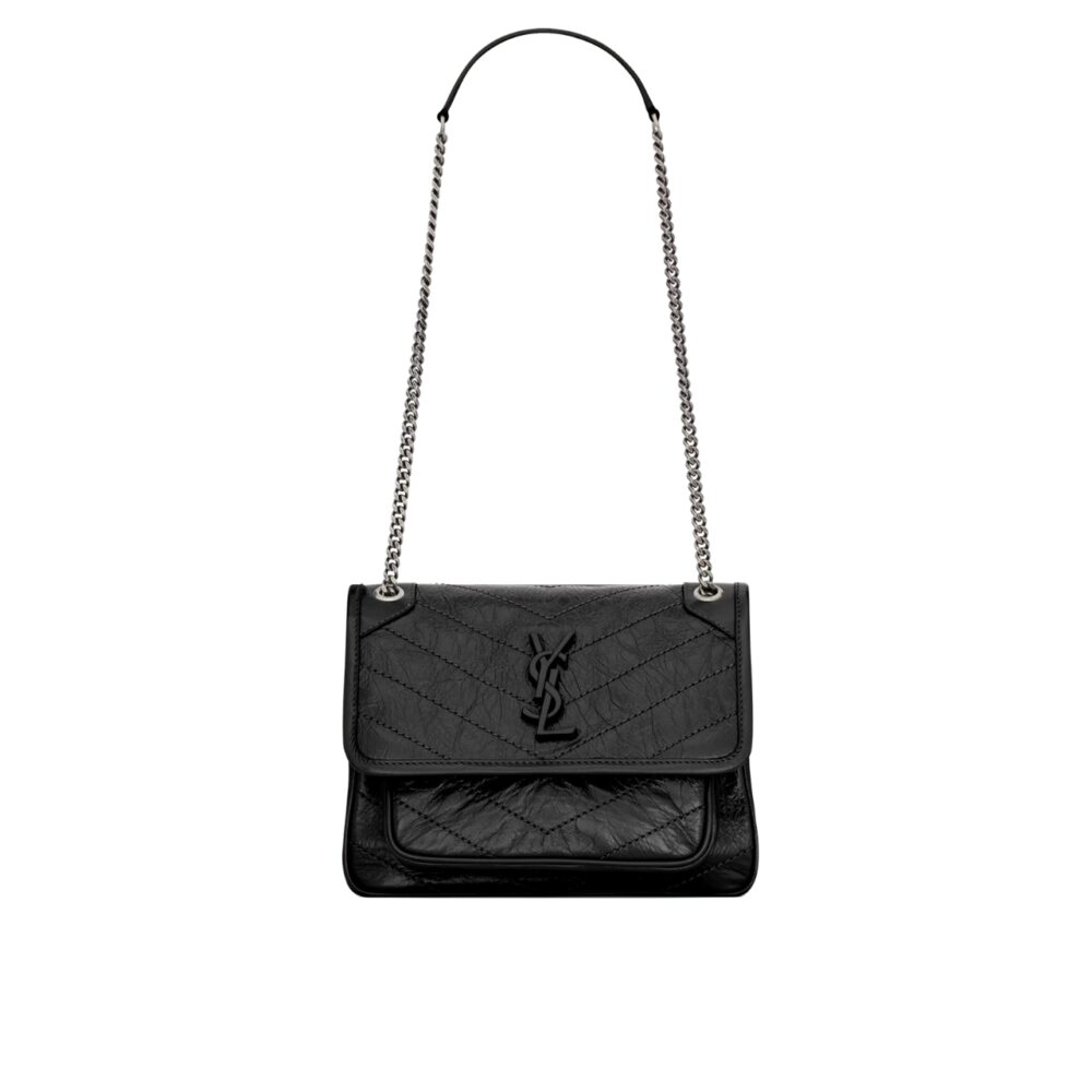 SAINT LAURENT NIKI BABY IN VINTAGE LEATHER BLACK 21CM 6331600EN041000