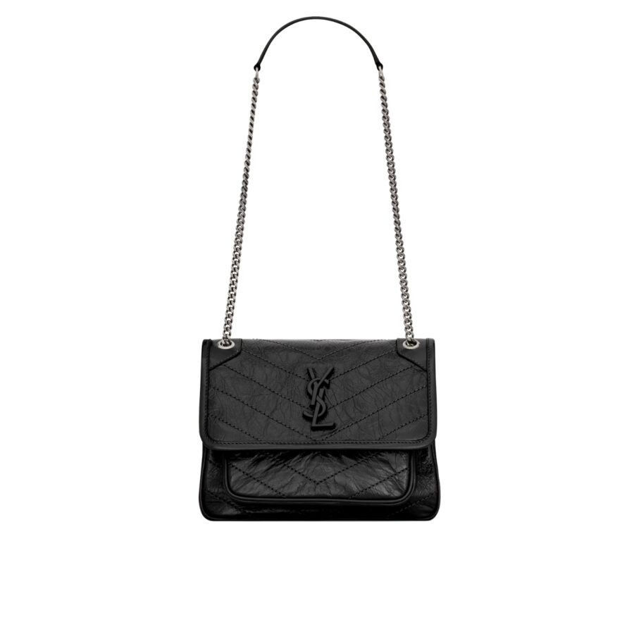 SAINT LAURENT NIKI BABY IN VINTAGE LEATHER BLACK 21CM 6331600EN041000