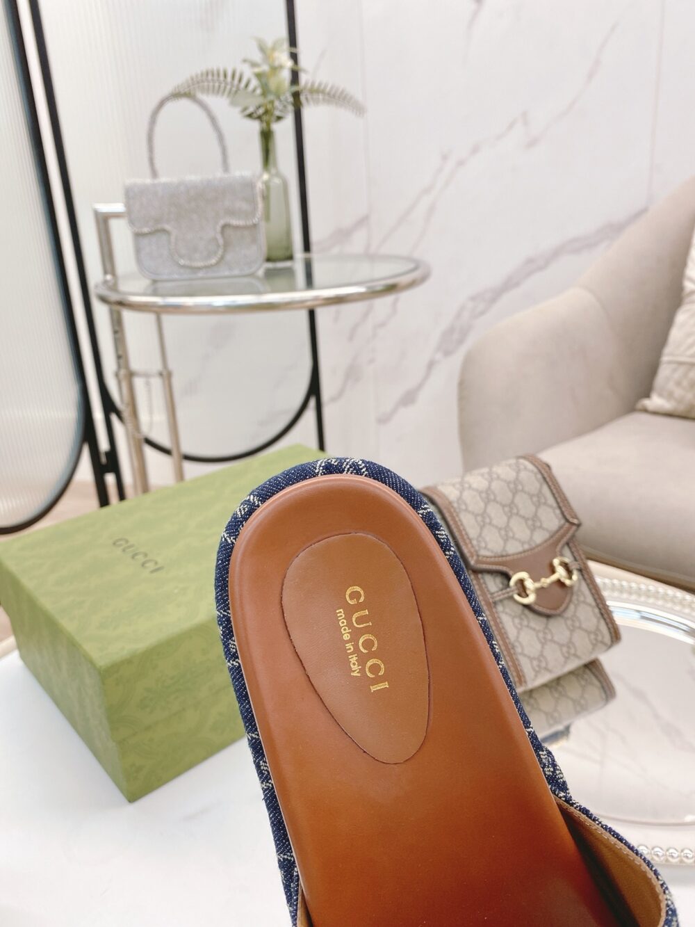 GUCCI WOMEN'S PLATFORM SLIDE SANDAL BLUE ‎623212 2KQ00 4402 - Image 10