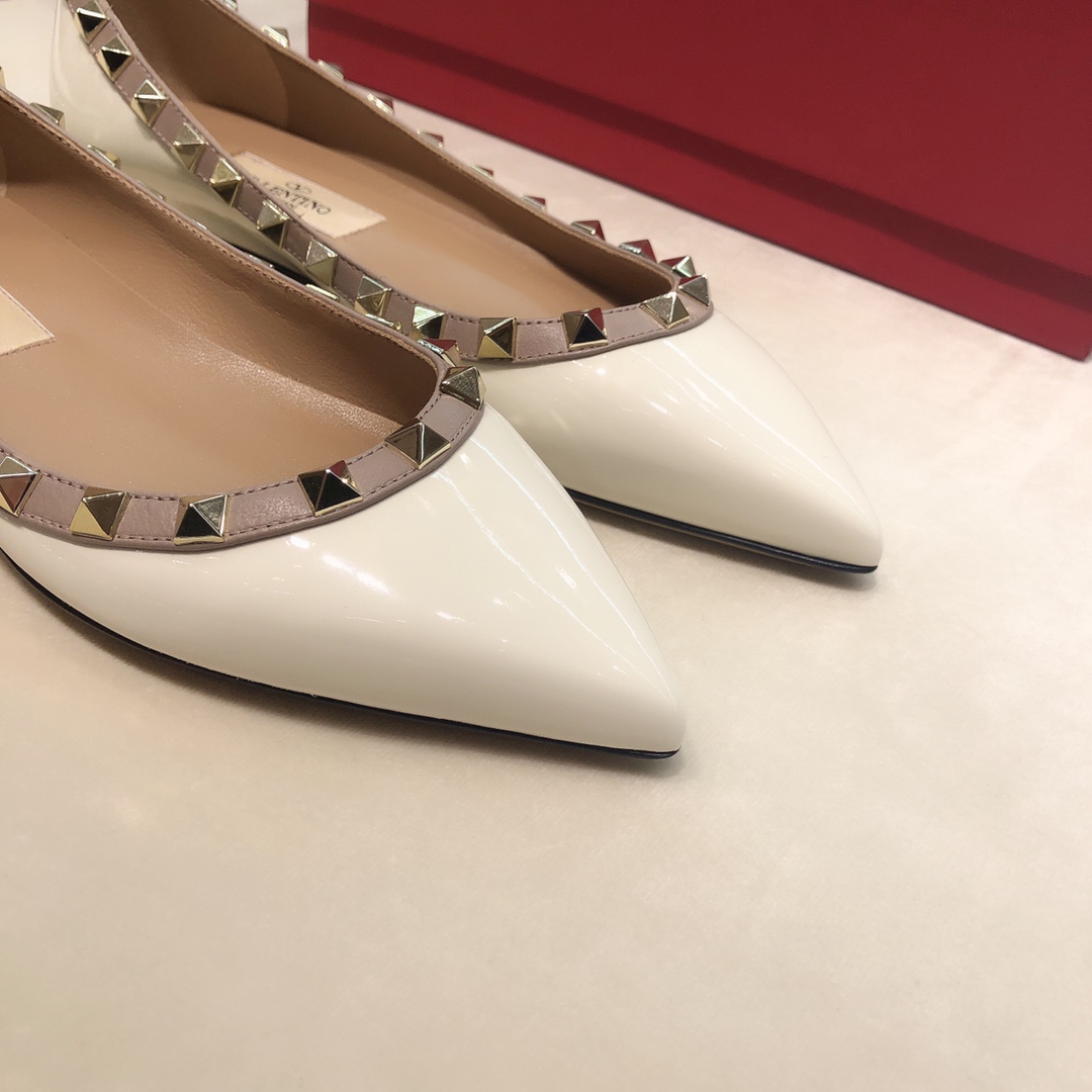 Valentino Patent Rockstud Ballet Flat White W2S0403VNW L62 - Image 5