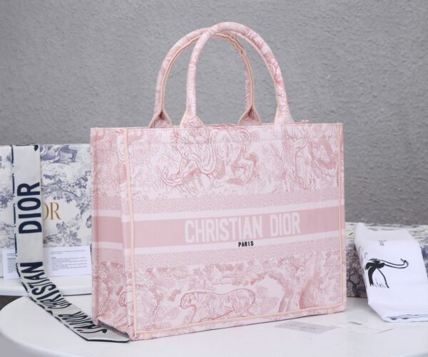 DIOR LARGE TOTE TOILE DE JOUY EMBROIDERY PINK 42CM - Image 3
