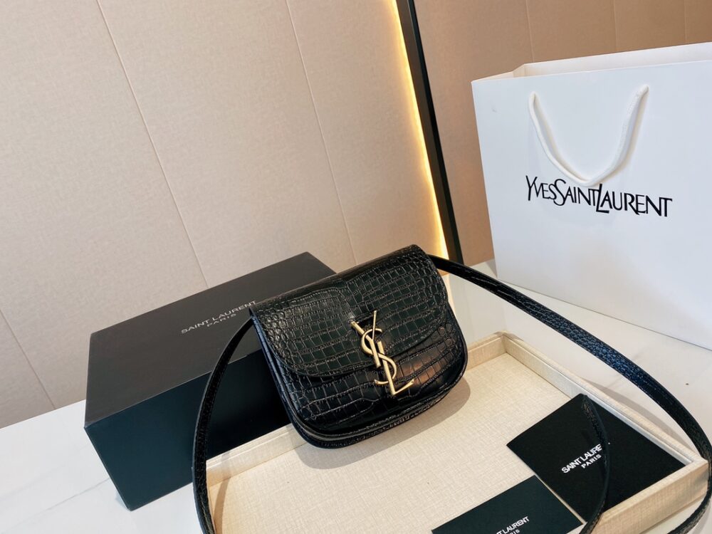 SAINT LAURENT KAIA SMALL EMBOSSED LEATHER BLACK BAG 18CM - Image 2