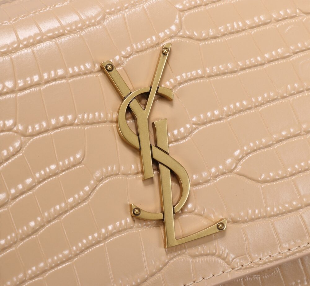 SAINT LAURENT SUNSET MEDIUM CHAIN BAG IN CROCODILE EMBOSSED SHINY APRICOT 22CM 442906DND0N9207 - Image 2