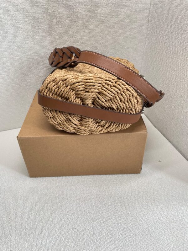 PRADA RAFFIA AND LEATHER BUCKET BAG - Image 2