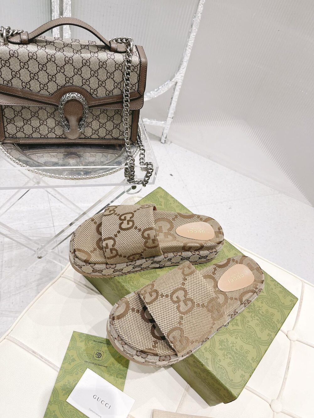 GUCCI WOMEN’S PLATFORM SLIDE SANDAL CAMEL 623212 UKO00 2580 - Image 3