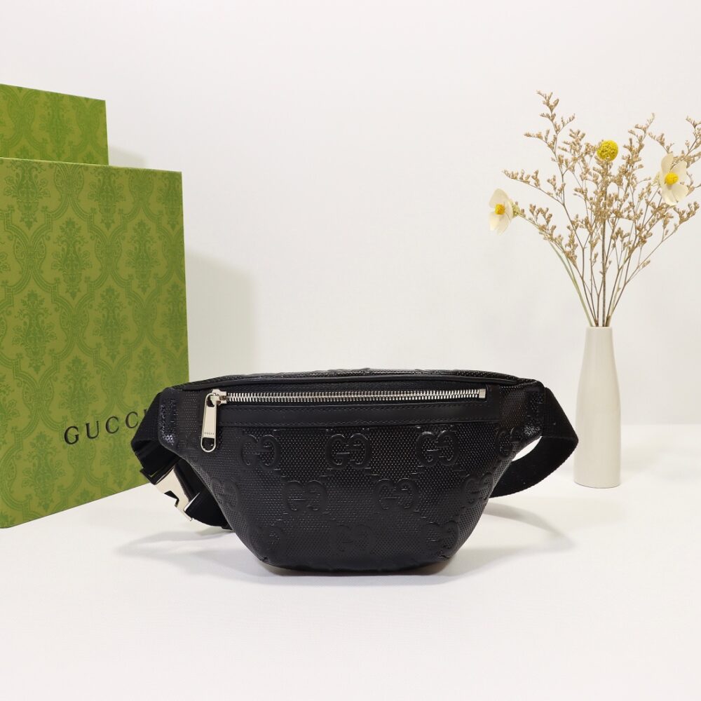 GUCCI GG EMBOSSED BAG BLACK 23CM 658582 1W3CN 1000 - Image 4