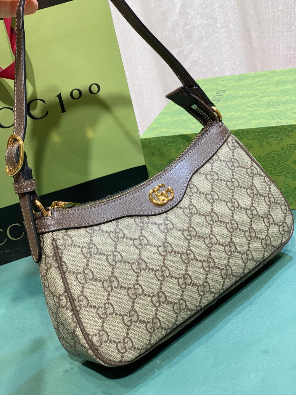 GUCCI OPHIDIA SMALL SHOULDER BAG BEIGE AND DARK BROWN 25CM 735145 KAAAD 8358 - Image 4